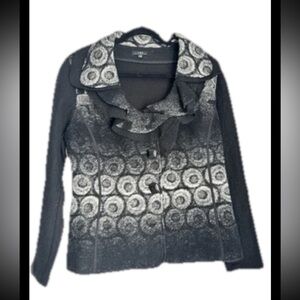 VEX COLLECTION Women’s Wool Blend Lagenlook Ruffle  Gray BlackBlazer Sz 44 (14)